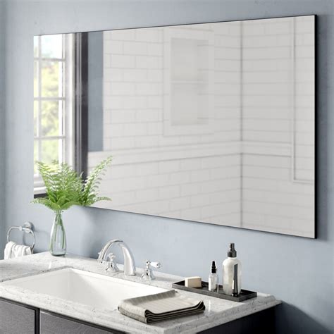 Press it firmly against the wall for as long as it takes for the <b>mirror</b> to stay in place. . Frameless bathroom vanity mirror